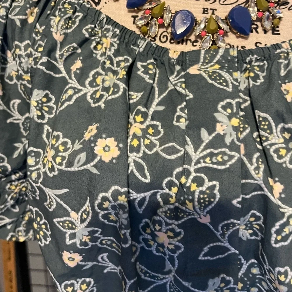 J. Crew Floral Blouse in Green and White